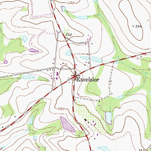 Topographic Map of Excelsior, GA
