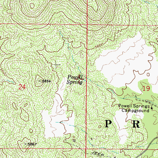 Topographic Map of Powell Spring, AZ