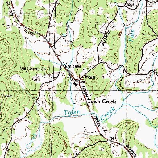 Topographic Map of Fain, GA