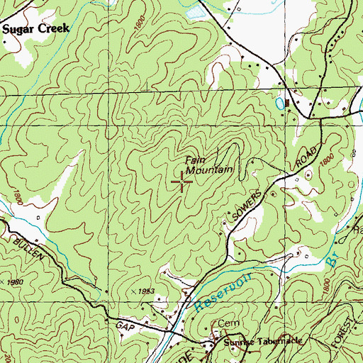 Topographic Map of Fain Mountain, GA