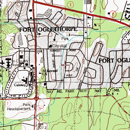 Topographic Map of Fairlawn Acres, GA