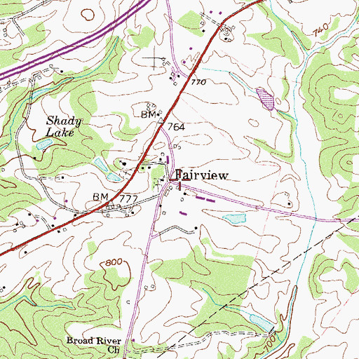Topographic Map of Fairview, GA