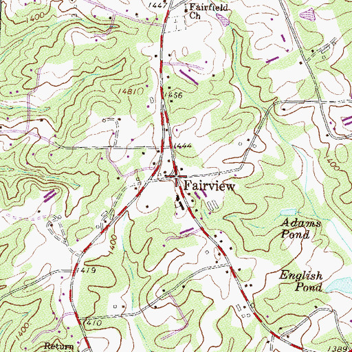 Topographic Map of Fairview, GA
