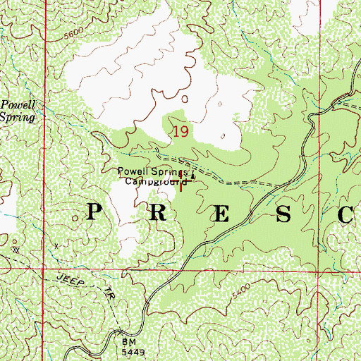 Topographic Map of Powell Springs Campground, AZ