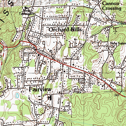 Topographic Map of Fairview, GA