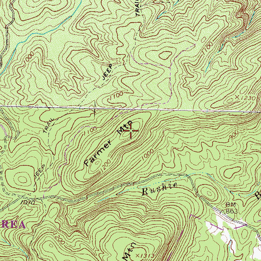 Topographic Map of Farmer Mountain, GA