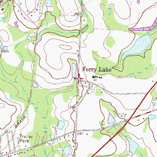Topographic Map of Ferry Lake, GA