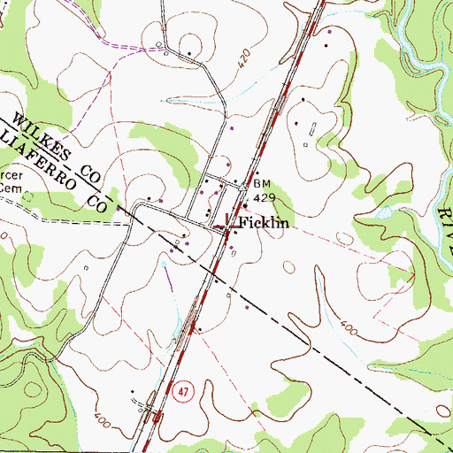 Topographic Map of Ficklin, GA
