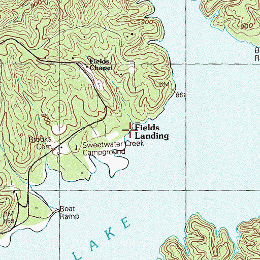 Topographic Map of Fields Landing, GA