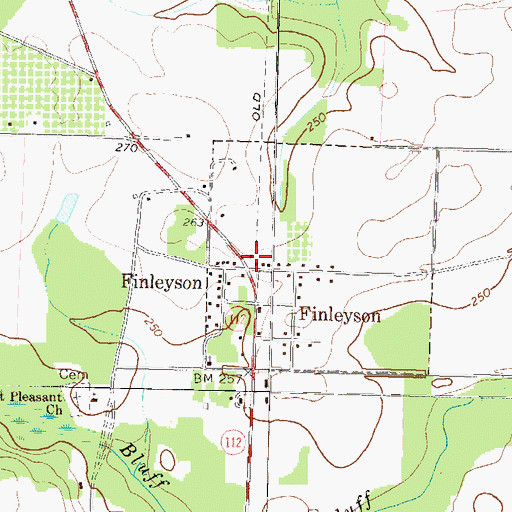 Topographic Map of Finleyson, GA