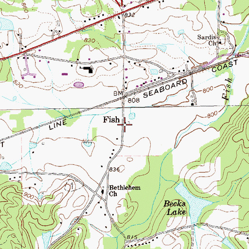 Topographic Map of Fish, GA