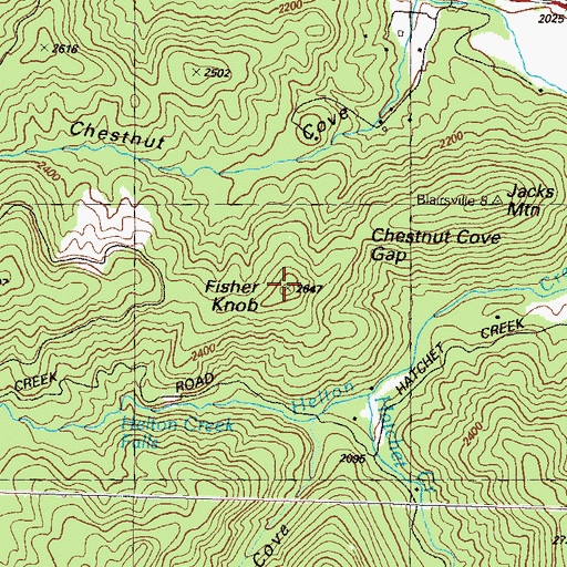 Topographic Map of Fisher Knob, GA