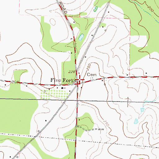 Topographic Map of Five Forks, GA