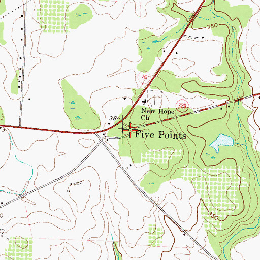 Topographic Map of Five Points, GA