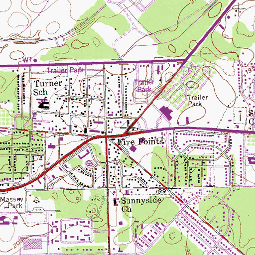 Topographic Map of Five Points, GA