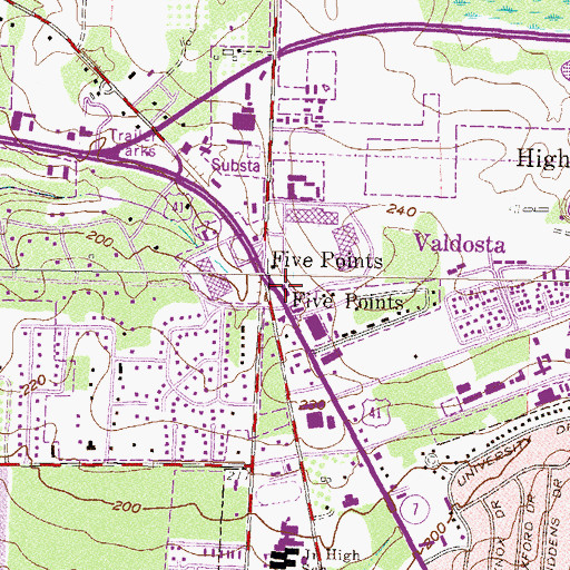 Topographic Map of Five Points, GA