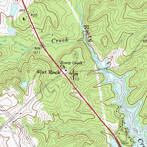 Topographic Map of Flat Rock, GA