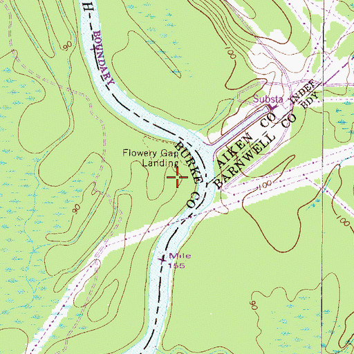Topographic Map of Flowery Gap Landing, GA