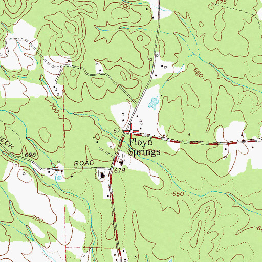 Topographic Map of Floyd Springs, GA