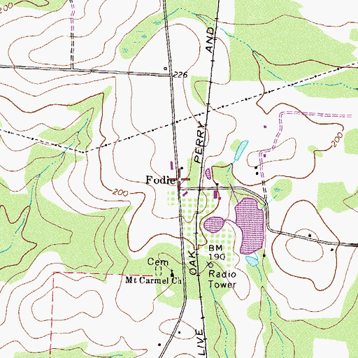 Topographic Map of Fodie, GA