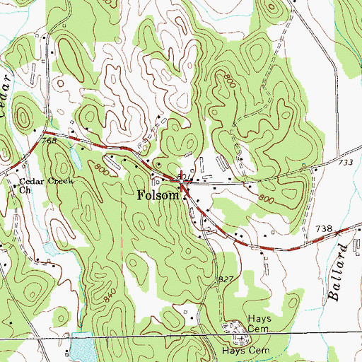 Topographic Map of Folsom, GA