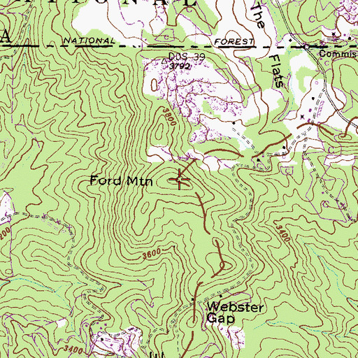 Topographic Map of Ford Mountain, GA