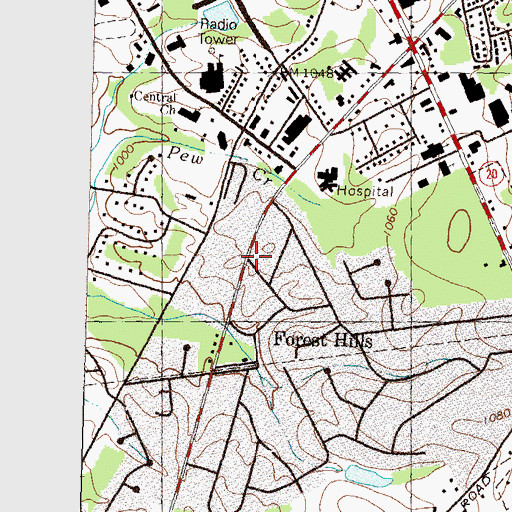 Topographic Map of Forest Hills, GA