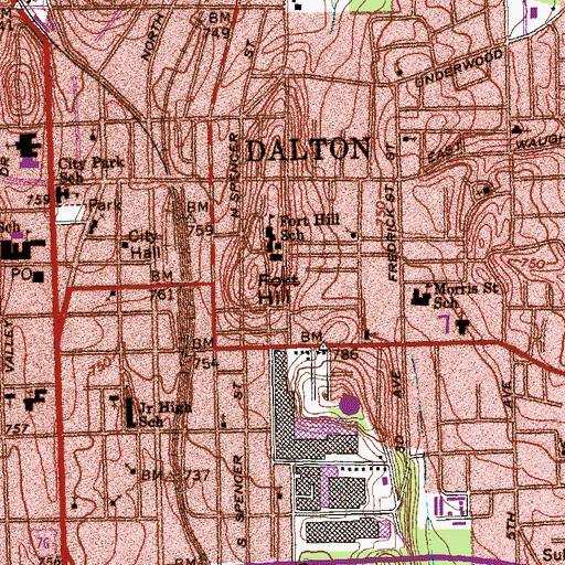 Topographic Map of Fort Hill, GA