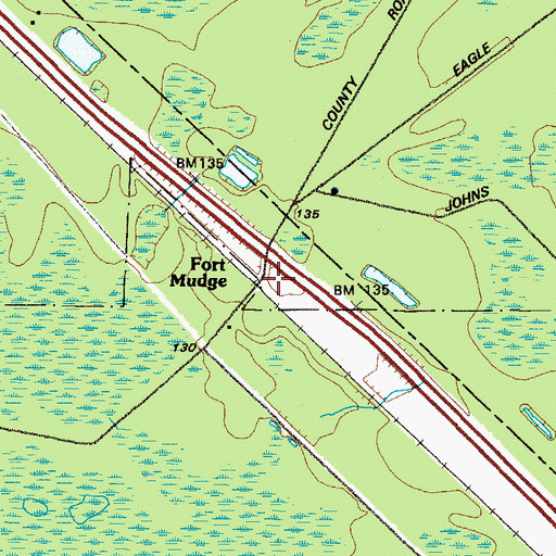 Topographic Map of Fort Mudge, GA