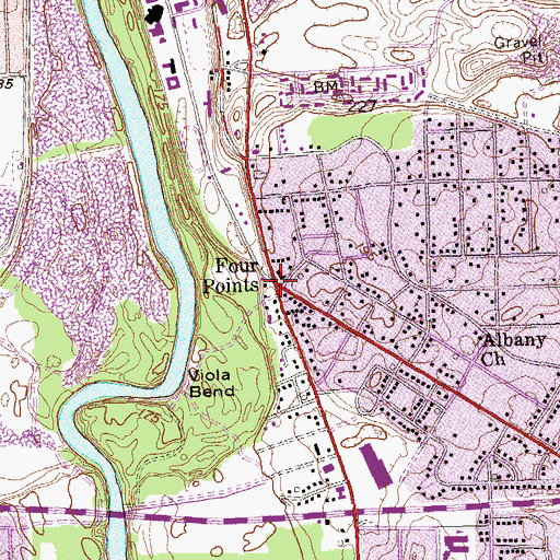 Topographic Map of Four Points, GA