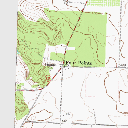 Topographic Map of Four Points, GA