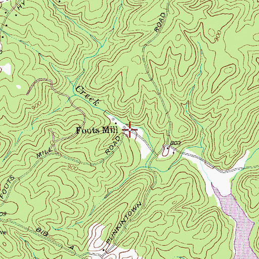 Topographic Map of Fouts Mill, GA