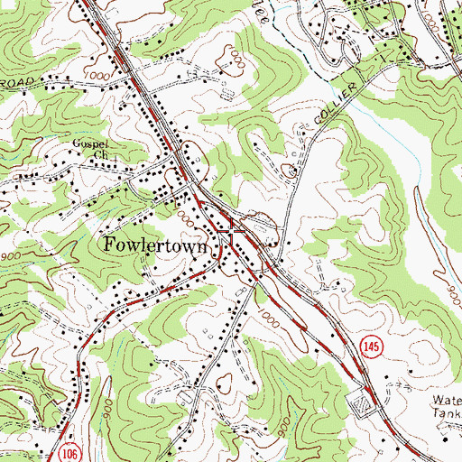Topographic Map of Fowlertown, GA