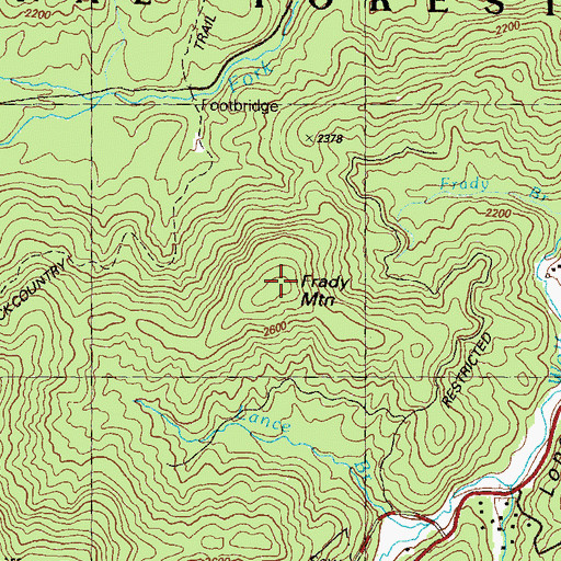 Topographic Map of Frady Mountain, GA