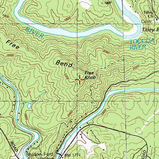 Topographic Map of Free Knob, GA