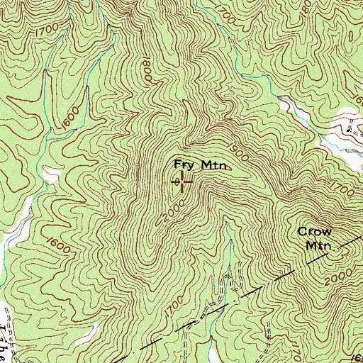 Topographic Map of Fry Mountain, GA