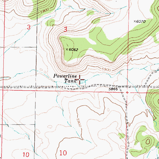 Topographic Map of Powerline Tank, AZ