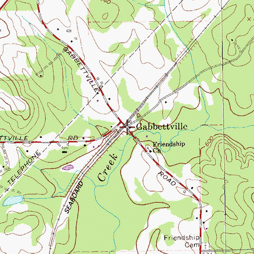 Topographic Map of Gabbettville, GA