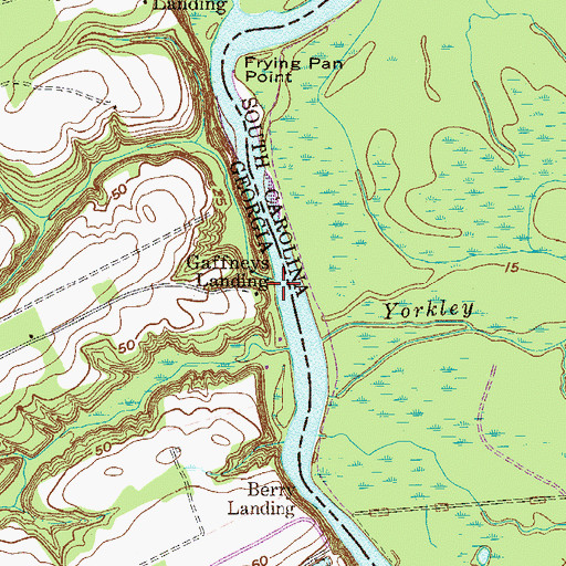Topographic Map of Gaffneys Landing, GA