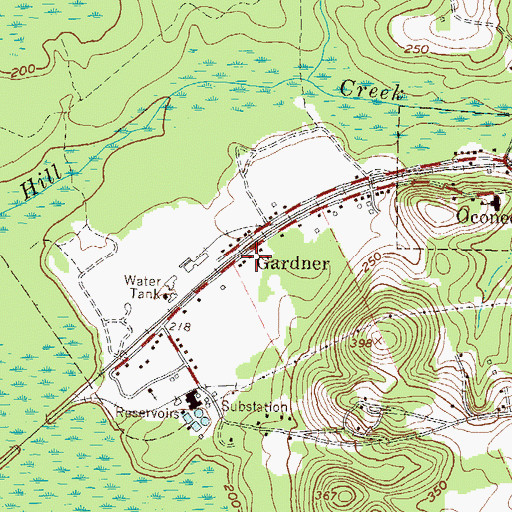 Topographic Map of Gardner, GA