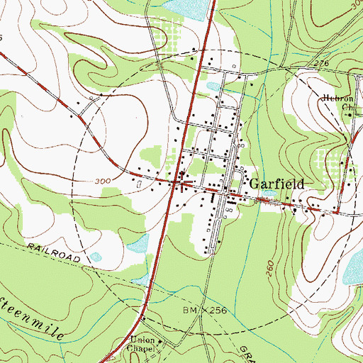 Topographic Map of Garfield, GA
