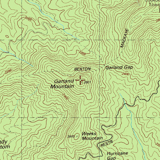 Topographic Map of Garland Mountain, GA