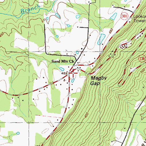 Topographic Map of Gass, GA