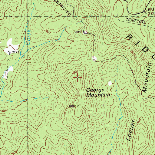 Topographic Map of George Mountain, GA