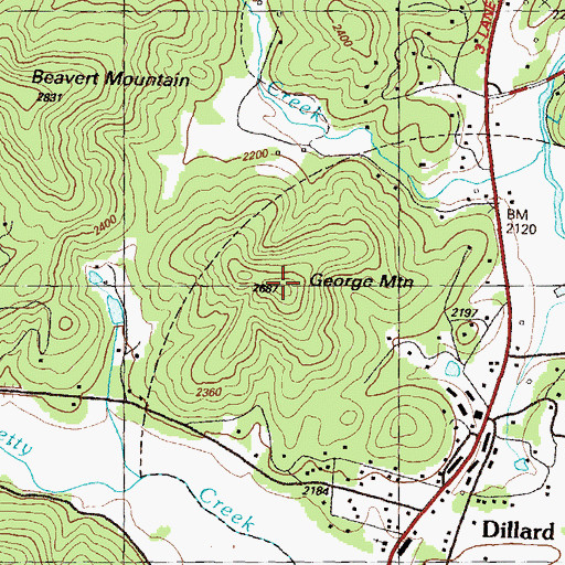 Topographic Map of George Mountain, GA