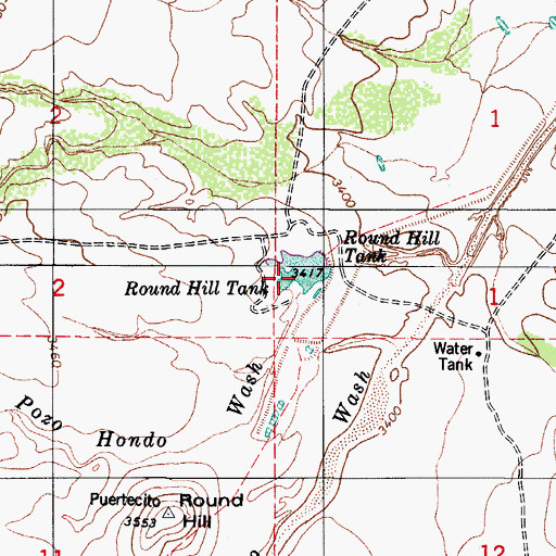Topographic Map of Pozo Hondo Wash, AZ