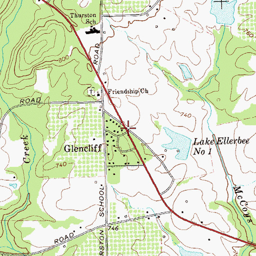 Topographic Map of Glencliff, GA
