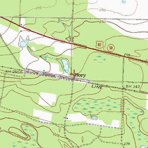 Topographic Map of Glory, GA