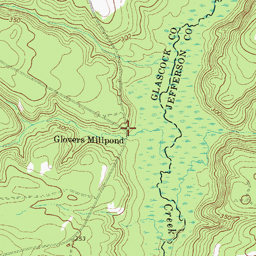 Topographic Map of Glovers Millpond, GA