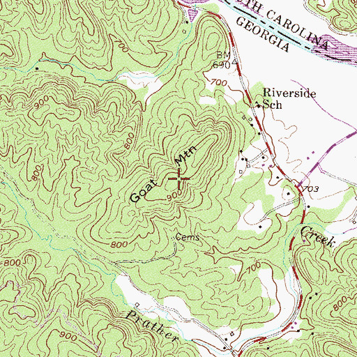 Topographic Map of Goat Mountain, GA